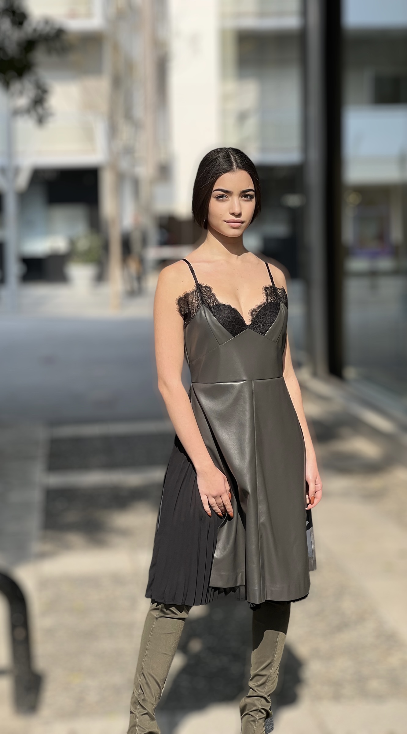slim fit dress slacks Dare To Dream Faux Leather Mini Dress In Brown – Impressions Online Boutique