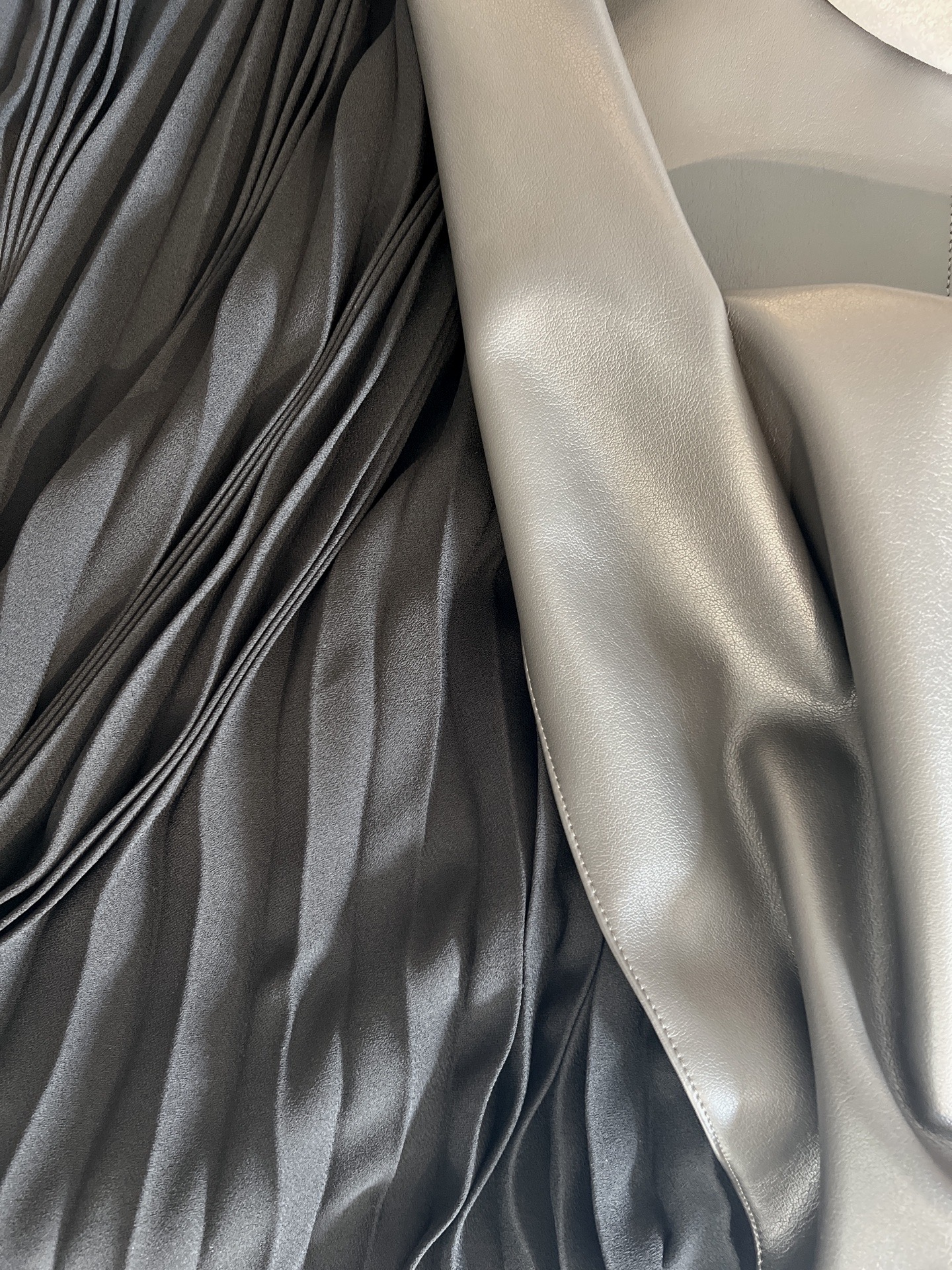 grey faux leather dress Pewter Grey Faux Leather Tie Strap Mini Dress main image 0